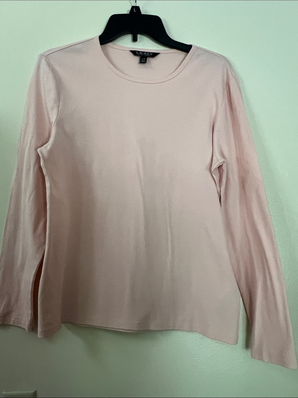 Lauren Ralph Lauren Soft Blush Long-Sleeve Crewneck Top Large Women’s